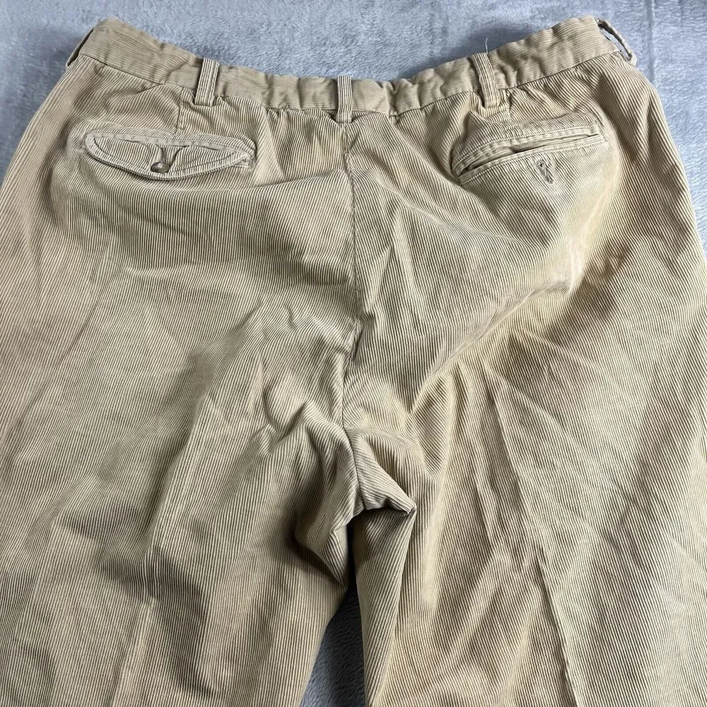 Polo Ralph Lauren Corduroy Hammond Pants Men's 38x30‎ Tan Pleated Cuffed Classic